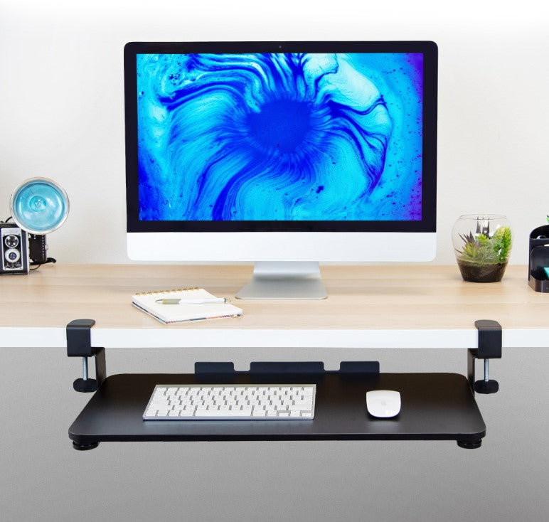 office  room  mount  modify  no drill  no screws  slide  posture  maintain  height  wrist  elbow  improve  ergonomic  space  save  tray  clamp-on  on  clamp  desk  mouse  keyboard  quality  gaming  black  gift  free shipping  trend  trending