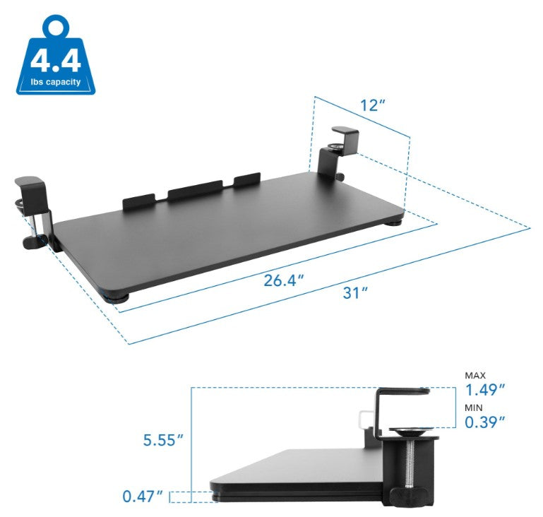 office  room  mount  modify  no drill  no screws  slide  posture  maintain  height  wrist  elbow  improve  ergonomic  space  save  tray  clamp-on  on  clamp  desk  mouse  keyboard  quality  gaming  black  gift  free shipping  trend  trending
