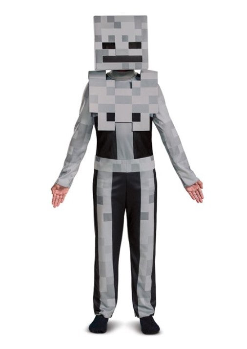 scary  fun  cool  party  event  pixel  boys  boy  skeleton  minecraft  white  gray  accessory  halloween  costume  cosplay  shipping  gift  black  gaming  free shipping  trend  trending