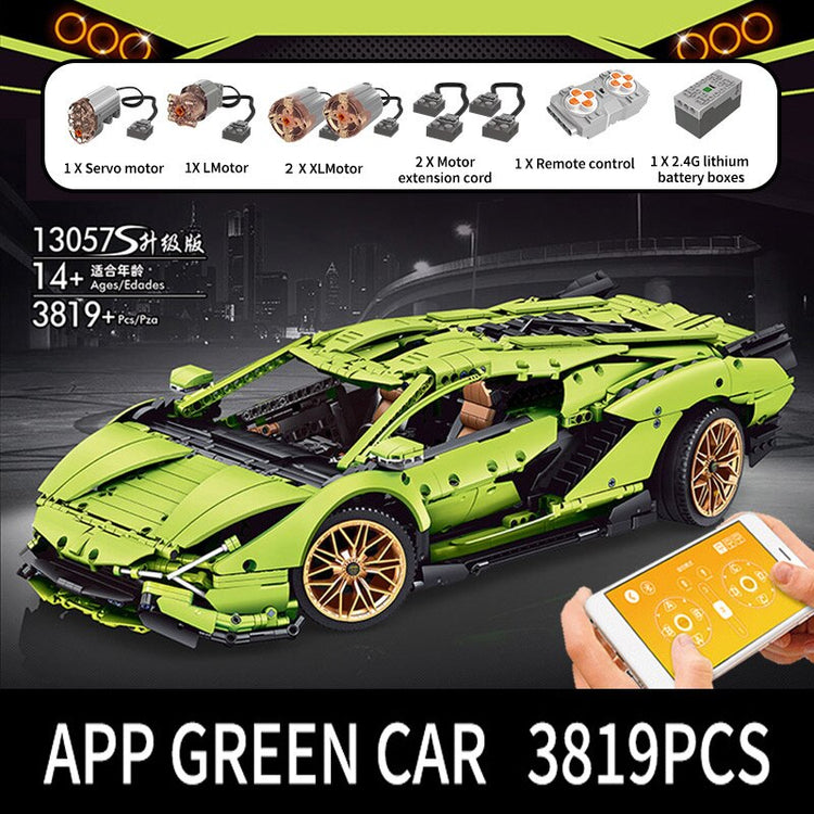 Block Bricks | Blue & Green Lamborghini 1:8 | Car APP Remote Control | Kids Toys Gifts