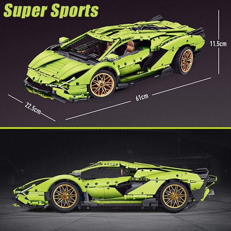 Block Bricks | Blue & Green Lamborghini 1:8 | Car APP Remote Control | Kids Toys Gifts