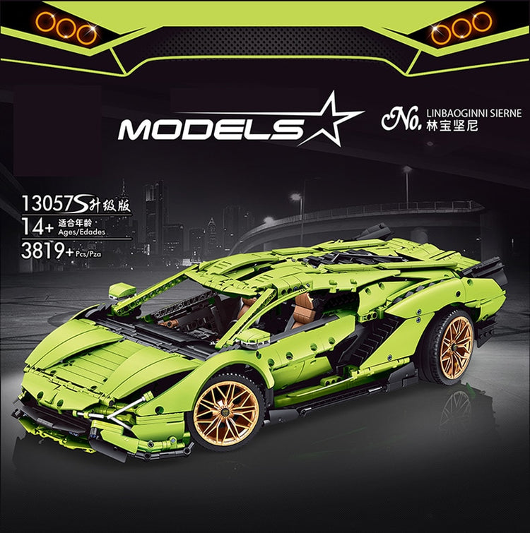 Block Bricks | Blue & Green Lamborghini 1:8 | Car APP Remote Control | Kids Toys Gifts