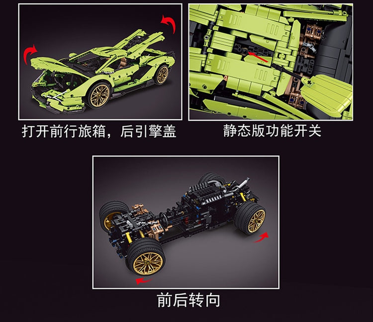 Block Bricks | Blue & Green Lamborghini 1:8 | Car APP Remote Control | Kids Toys Gifts