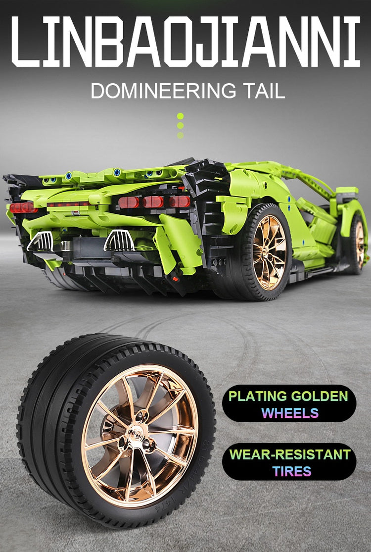 Block Bricks | Blue & Green Lamborghini 1:8 | Car APP Remote Control | Kids Toys Gifts