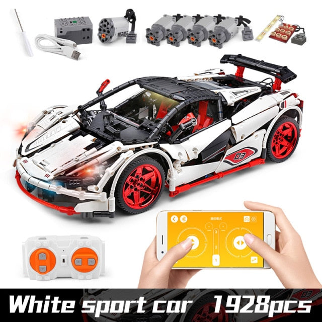 Block Bricks | White McLaren 1:8 | Car APP Remote Control | Building Blocks Bricks for Gifts