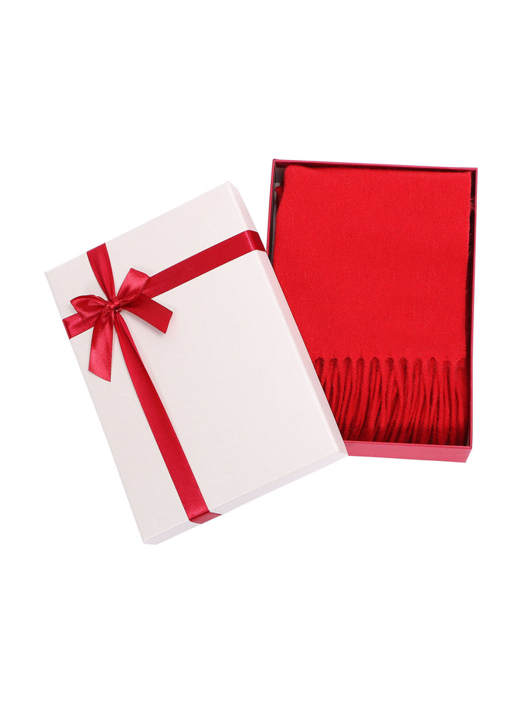 Women | Soft & Luxurious | 100% Cashmere Scarf w/ Gift Box, Red