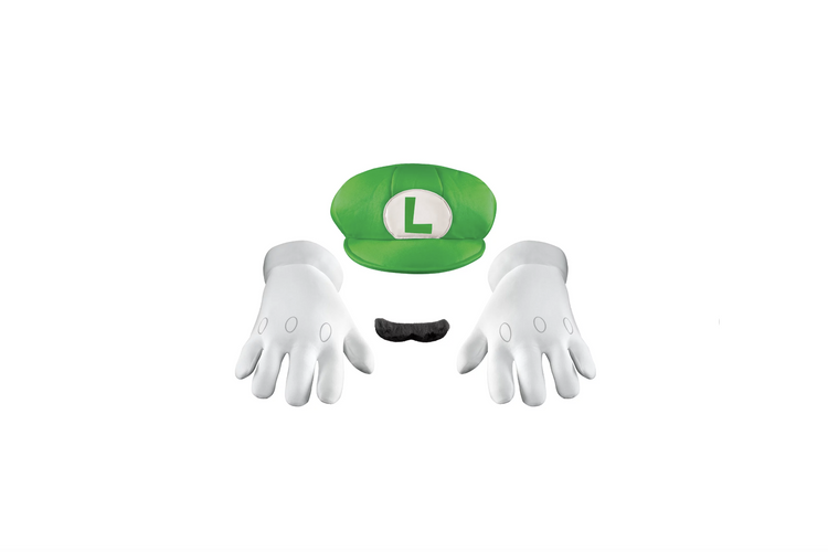 kit  hat  gloves  mustache  luigi  brothers  mario  super  adult  green  accessory  shipping  halloween  costume  cosplay  gaming  gift  free shipping  trend  trending