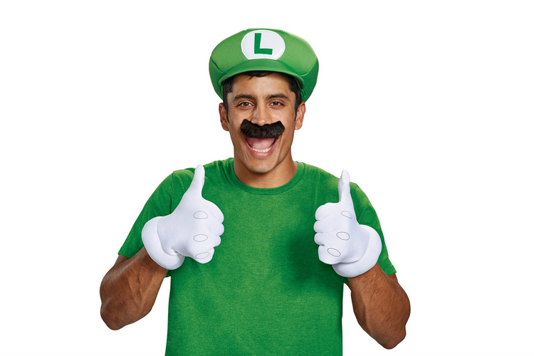 kit  hat  gloves  mustache  luigi  brothers  mario  super  adult  green  accessory  shipping  halloween  costume  cosplay  gaming  gift  free shipping  trend  trending