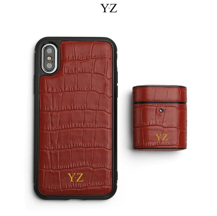 Italian Crocodile Set - Phone Cover & AirPods Case Cover