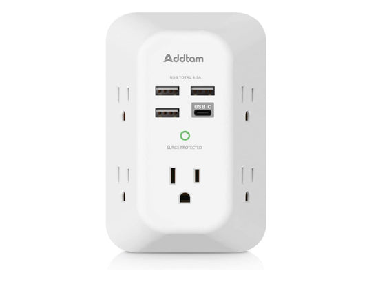 portable  power  device  joules  1800  surge  USB-A  USB-C  ports  load  protector  extender  extended  outlet  5  loader  Charger  Wall  USB  white  accessory  gift  free shipping  trending