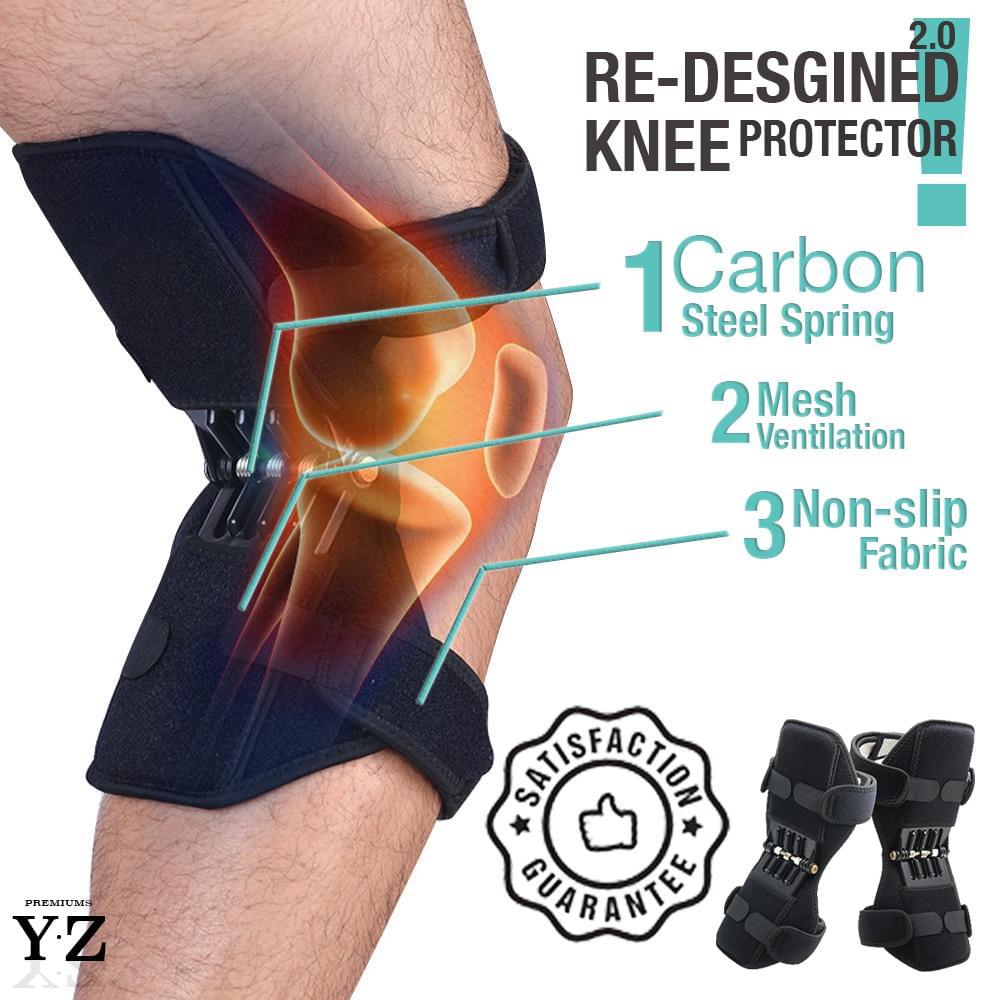 Re-designed knee protector newly designed in 2020 which got carbon steel spring, mesh ventilation, non-slip fabric. Satisfaction guarantee badge on this product!