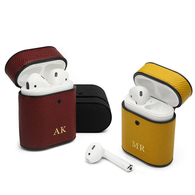 Elegant Case Cover in Leather for AirPods | Personalize Initials