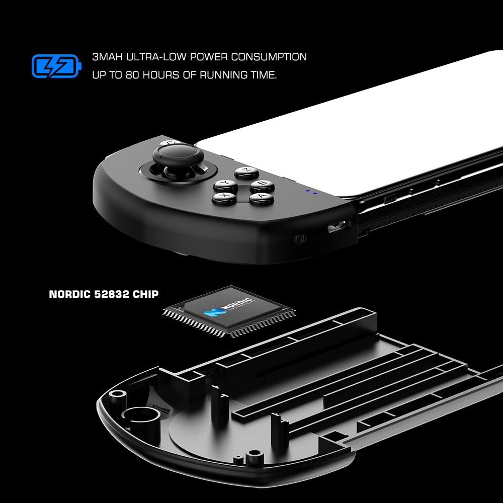 Wireless smartphone controller with thee latest Bluetooth 5.0 technology that ensures incredibly fast connection with the smartphone. Gamers´ favorite grip tool that gives a big advantage even on the most demanding games.
